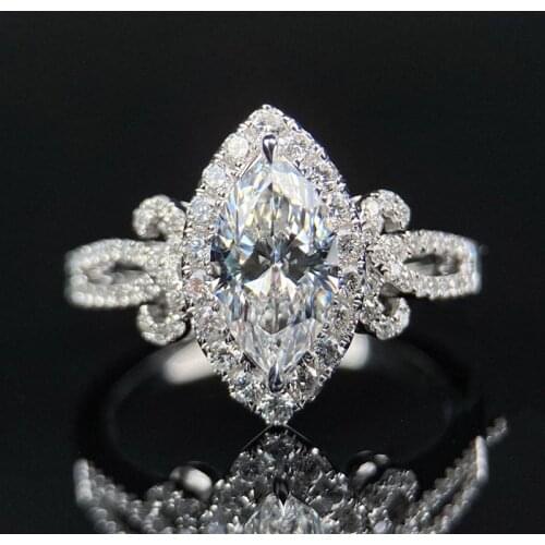 Huitan 2021 Trendy Women Wedding Rings Marquise Cubic Zirconia Inlaid Stone High Quality Silver Color Female Engagement Jewelry