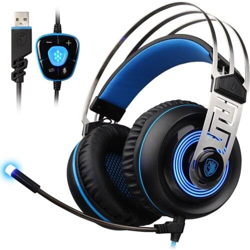 SADES A7 USB Gaming Headphone Wired Headset 7.1 Virtual Sound With Microphone Intelligent Noise Cancelling LED Light