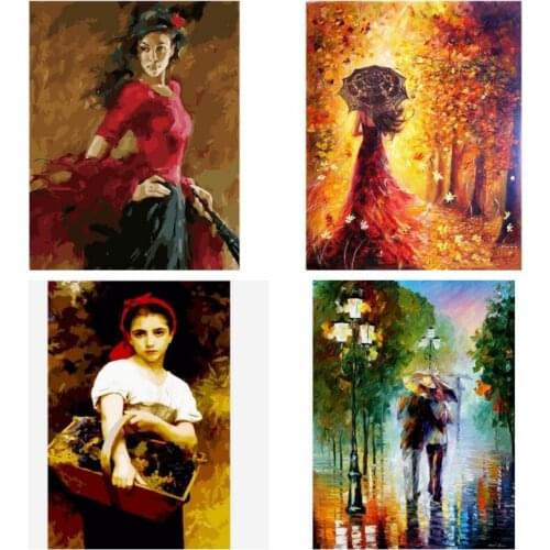 Colorful Beauty Girl DIY Digital Oil Painting By Numbers Paint Drawing Coloring By Number Canvas Hand Painted Modular Picture