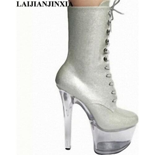 LAIJIANJINXIA 2018 Women Spring Sexy 15cm High-Heels Platform Shoes Party Dress Pole Dancing Shoes Ankle Boots Dance Shoes