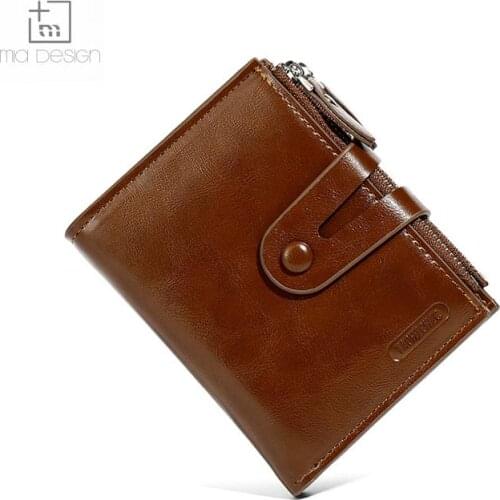 Multifunctional Mens Coin Purse Card Wallet Casual Double Zipper Buckle Mens Short Leather Wallet