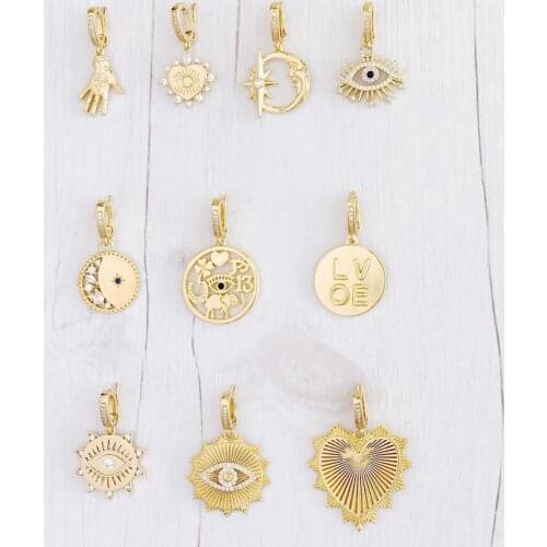 Fashion Bohemian Jewelry Links Chain chunky natural stone heart star pearl elephant evil eye smile face pendant charms necklace