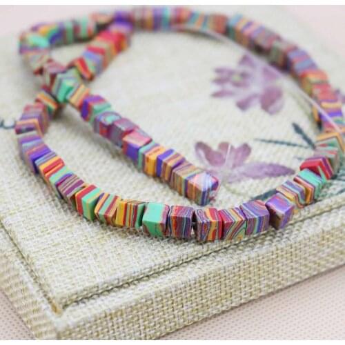 6mm Fashion New Cube Rainbow Turkey Stone loose DIY beads Jewelry crafts making design 15inch Girls Gifts stone For Bracelets