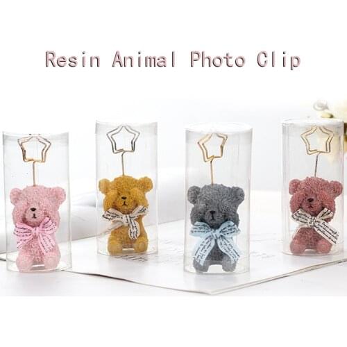 Cartoon Resin Animal Ornament Desktop Message Folder Card Note Holder Clip