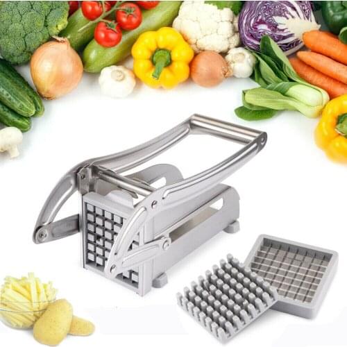 Stainless Steel French Fry Cutter Potato Vegetable Slicer Chopper Dicer 2 Blades