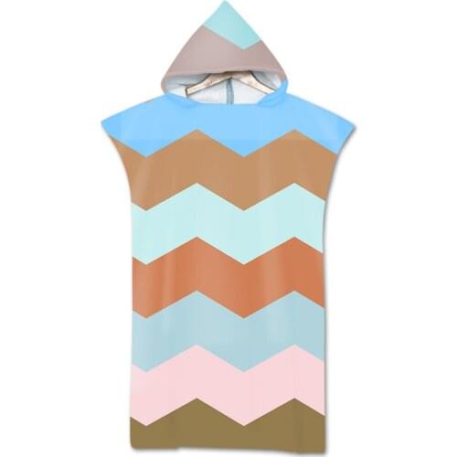 New Microfiber Beach Poncho Towel Geometry Printed Swimming Beach Adult Towel With Hooded Bathrobe Beachwear 75*110cm