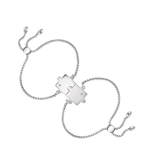 2021 New Style Fashion Simple Jigsaw Puzzle Couple Bracelet All-match Versatile Stainless Steel Girlfriend Gift For Men Women