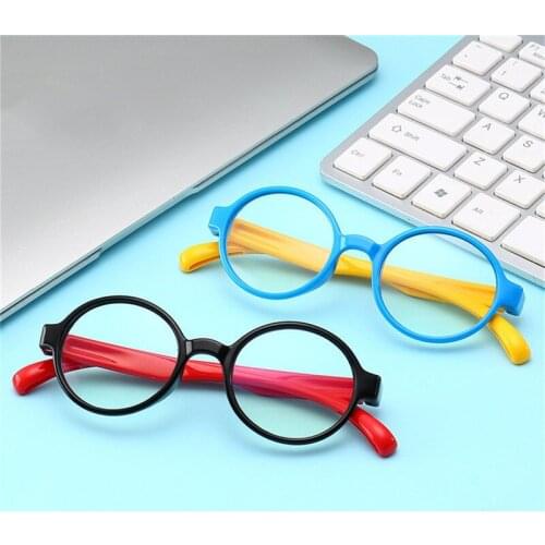 Iboode Fashion Children Candy Color Flat Mirror Boys Girls Anti Blue Rays Glasses Silicone Soft Frame Kids Goggle Eyewear Frame