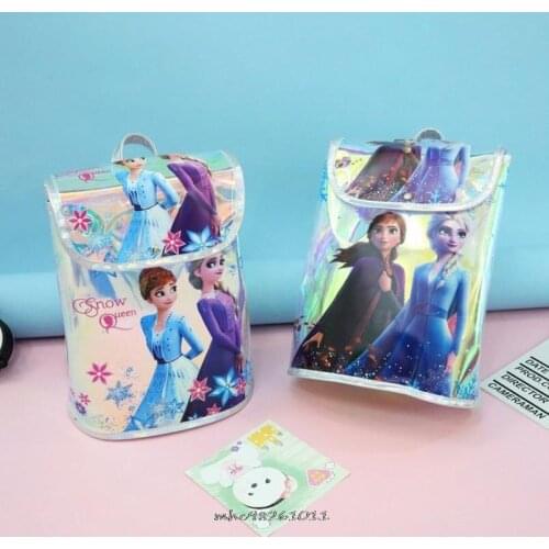 Disney Frozen Elsa Transparent PVC Jelly Color Women Backpacks Ladies School Bags Teenager Girls Travel Bags Hand Bags Mochilas
