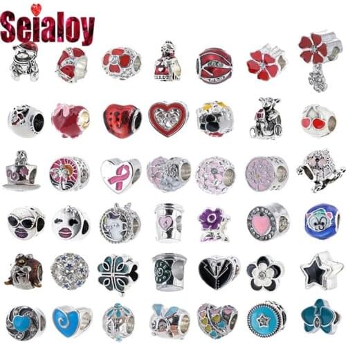 Seialoy Beads Crystal Unicorn Charm Fit Bracelet & Necklace Snake Bone Bracelets Silver Color Accessory Beaded BD0501-05540