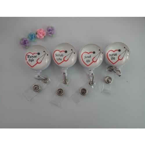 Heart NURSE RN SCRUB Life Retractable id badge reel 10pcs/lot