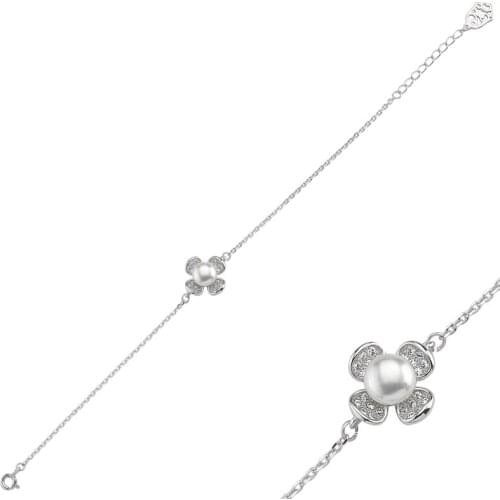 Silverlina Silver Zircon & Pearl Cubic Zirconia Bracelet