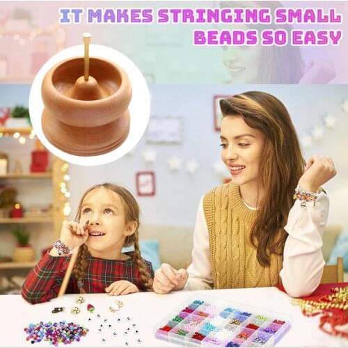 Bead Spinner Manual Fast Beader Connection Jewelry Bracelet Making Bead String Tool Wooden Crafts DIY Making Bead Spinner Holder
