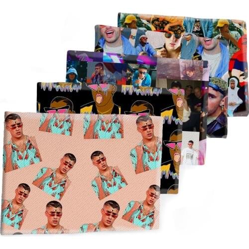 Fabric Cartoon Bad Bunny Character Printed Polyester Cotton Twill Fabric Patchwor 50*145CM Printed