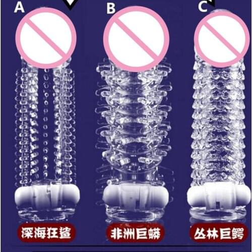 Vibrating Penis Sleeve Condoms Textured Erection Sleeve Penis Extender Enhancer Novelties Sex Toys for Men YS0145
