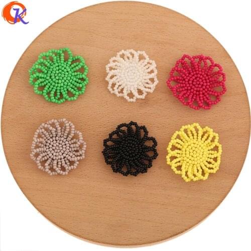 Cordial Design 20Pcs 32*32MM Jewelry Accessories/Hand Made/DIY Jewelry Making/Flower Shape/Seed Bead Charms/Earring Findings