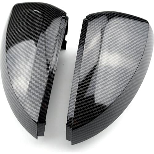 For Volkswagen Vw Polo Plus 2019 Carbon Black Side Wing Rear View Mirror Cover Replacement Caps Shell