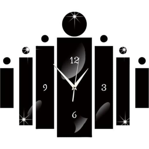 Mirror Wall Clock Stickers DIY Rectangular 3D Stereo Mute Clock Wall Stickers For Home Decoration