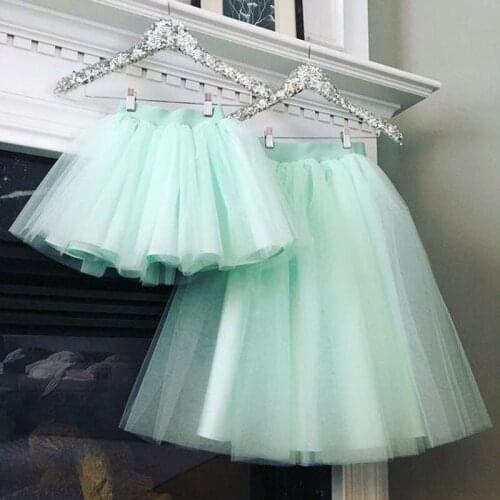 High Quality Mint Green Midi Tulle Skirts Women Style Only 2 Layer Tulle And 1 Lining Knee Length Tulle Skirt Cheap