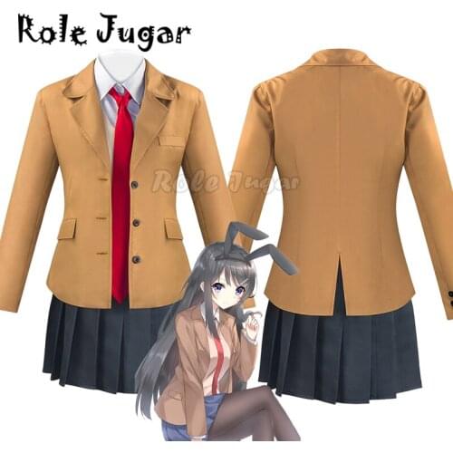 Costume Sakurajima Mai Cosplay Wig Seishun Buta Yarou Women School Uniforms Halloween School Bunny Girl Party Suit C120C89