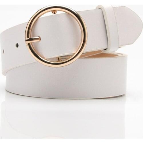 Ladies' round buckle casual belt simple style womens jeans accessories white belt various color option PY11