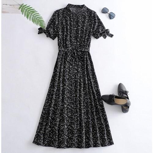 Womens Dress Retro Womens Fine White Dot Print Stand Collar Waist Sleeves Lace Up Waist Slim Dress Women