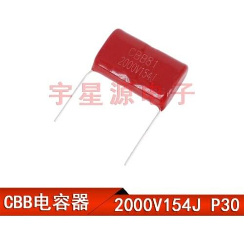 10pcs Metallized Polypropylene Film Capacitor CBB81 2000V 154J 2KV 154 0.15UF 150NF Pitch 30mm