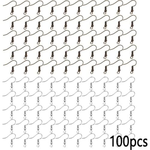 100pcs Alloy Earring Clasps Hooks Silver Color Earwires Fittings DIY Earrings Findings Components Jewelry Making Wholesale