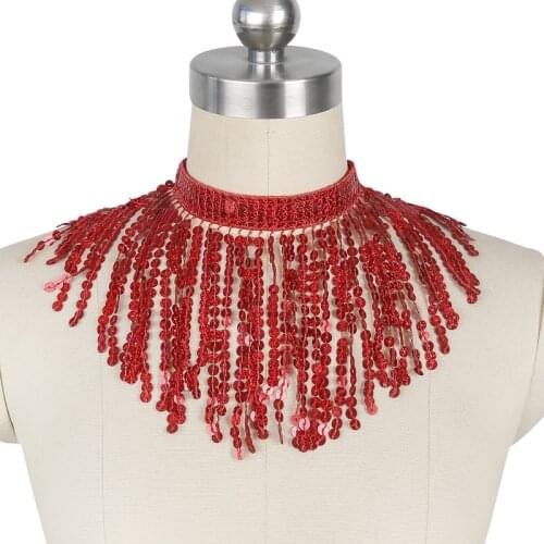 11 Color Sequins Tassel Necklace For Dancer Costume Accessories Stage Performance Belly Dance Wear Necklace