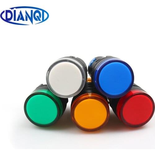 12V 24V 220V 22mm Panel Mount LED plastic Power Indicator Pilot Signal Light Lamp colorful Illumination Car blue yellow White