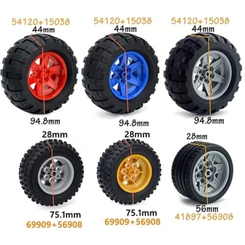 2-4PCS MOC Technical Tire Wheel Cross Hole 32019+86652 44309 56145 Parts Toy for Children Car Truck Accessory