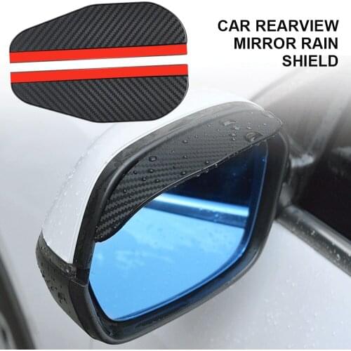 2PCS Carbon Fiber Exterior Car Side Rearview Mirror Rainproof Eyebrow Visor Sunshade Snowboard Rain Cover Car Accessories