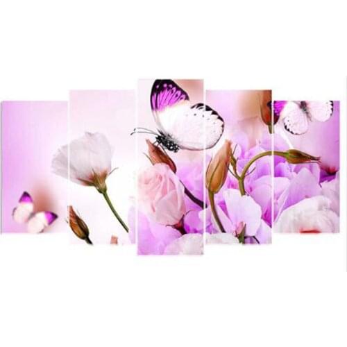 5d diy diamond embroidery butterfly&flower 5PCS diamond painting Cross Stitch full drill Rhinestone Multi-picture gift