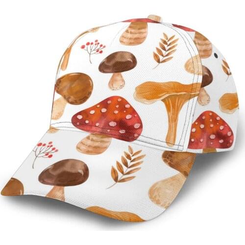 Watercolor Mushroom Pattern Outdoor Sport Caps Baseball Hat Men Women Visor Cap Baseball Cap Street Hip Hop Caps