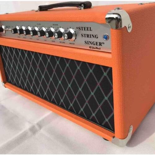 Custom Grand Tone SSS Steel Stringer Singer Guitar Amplifier Head with Orange Tolex Customized Faceplate is OK 50W