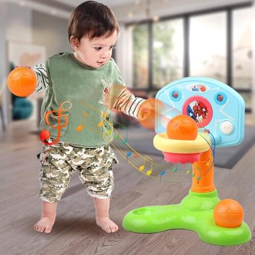 Children Basketball Hoop Stand Toy Set with Light Sound Indoor Sports Equipment
