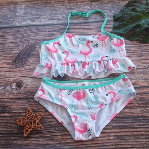 Childrens Swimsuit Flamingo Cute Sweet Wading Sports Swimming Hot Spring Baby Girl Girl Split Swimsuit Suit