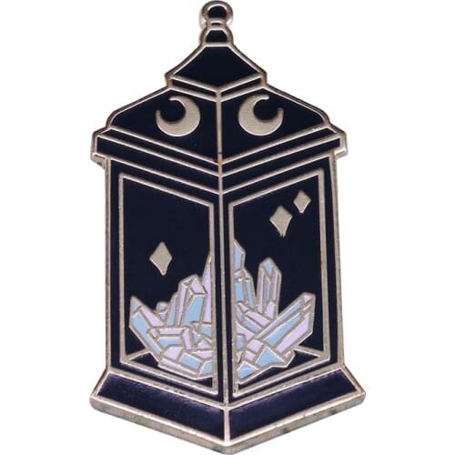 Crystal lantern eclipse hard enamel pin magical Goth witchy lapel jackets decor