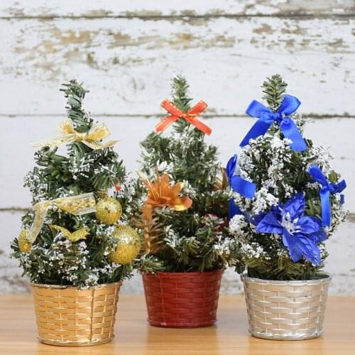 Mini Christmas Tree Artificial Pine Trees Tabletop Decoration Mini Tree with Ornaments Christmas Home Decoration Kids Room Decor
