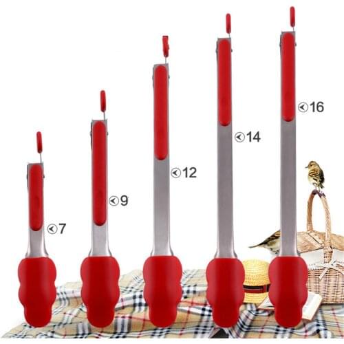 Multi-functional Food Grade Silicone Food Tong Salad Serving Fruit Ice BBQ Steak Tongs Kitchen Cooking Barbecue Tools Utensils