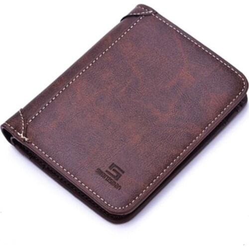 Men Wallet Vintage Tri-Fold Mens Short Wallet PU Leather Youth Slim Purses ID Cardholder Coin Purse Cartera Hombre Wallet Men