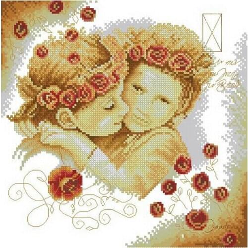 FREE Shipping Top Quality popular counted cross stitch kit sisters sister, rose flower sisters