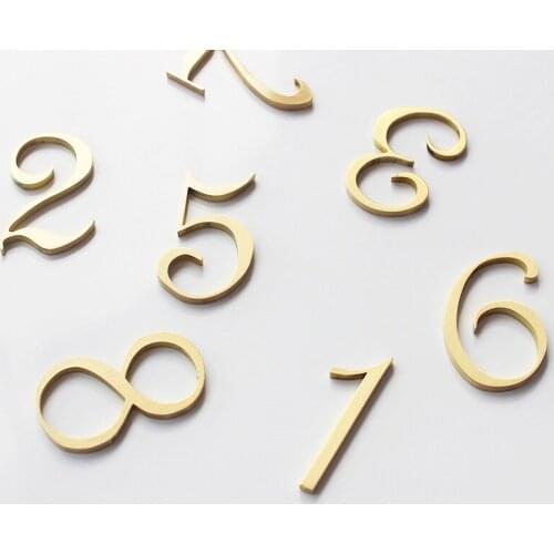50x8mm Golden Brass Letters and Numbers Wall Decor Villa Hotel Door Plates Figures Dormitory Home Office number DIY