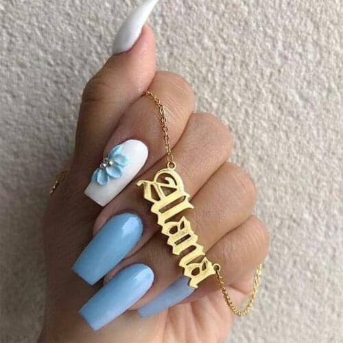 Personalized Old English Name Necklace Women Custom Pendant Choker Stainless Steel Gold Chain Boho Jewelry BFF Gift Bijoux Femme