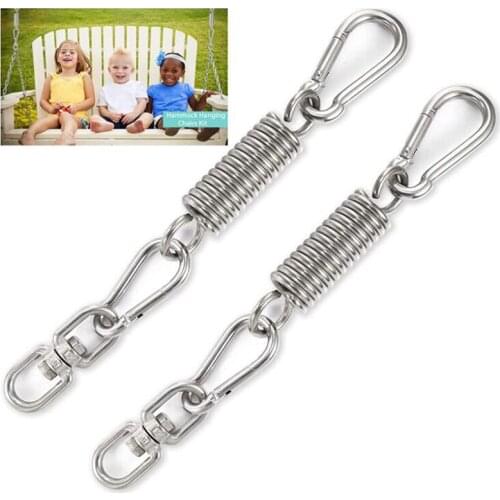 Hammock Swing Spring Hook Steel Spring With 2pcs Carabiner Hooks And 1pc 360 Degrees Swivel Hook hammock hook swing hook