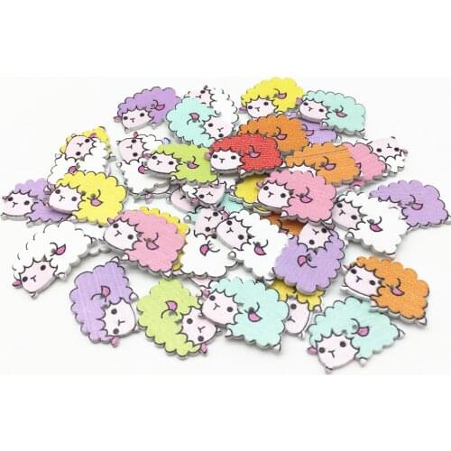 50pcs 17x25mm 2 Holes Mixed Sheep Wood Buttons Novelty Crafts For Sewing Scrapbooking Decorativos DIY DROP SHIPPING