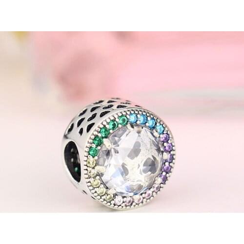 Rainbow Color Zirconia Faceted Stone Bead Fit Original Pan Charm Bracelet 925 Silver Reflexions Making For Women Berloque 2020