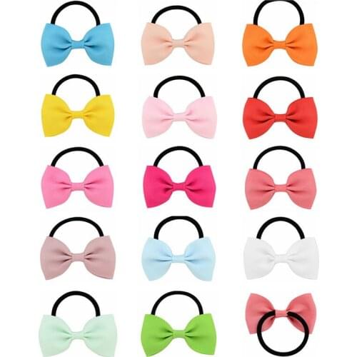 20pcs Grosgrain Ribbon Bow Elastic Hair Bands Rubber Rope Scrunchies for Girl Women Fashion Ponytail Holder Hair Accessories