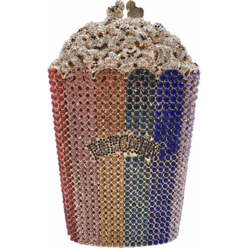 DG Peacock Luxury Crystal Women Evening Bags and Clutches Popcorn Minaudiere Clutch Handbag Bridal Wedding Party Purse