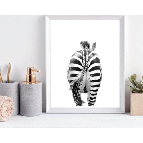 Safari Animal Ass Black White Wall Art Room Decoration Canvas Painting Poster Print Bathroom Picture Elephant Giraffe Zebra